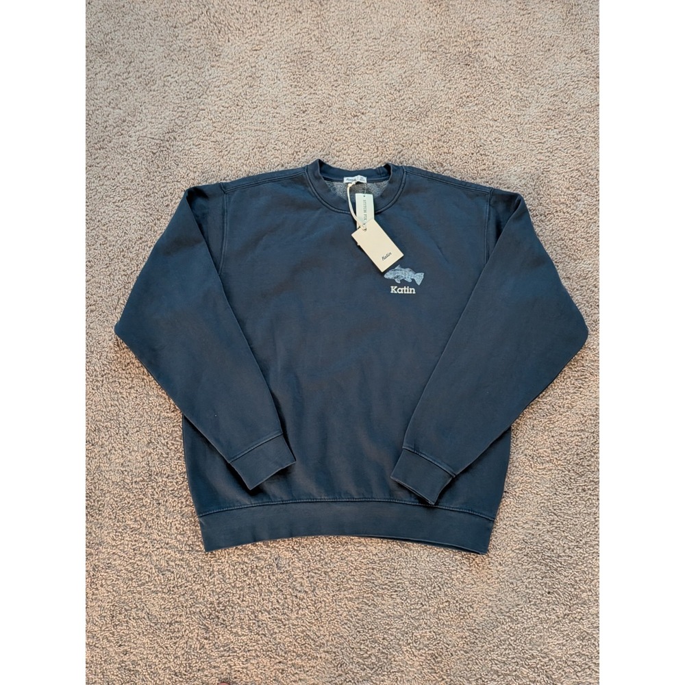 Katin Conservation Crew Sweatshirt Mens Medium Pullover Navy Vintage Wash NWT